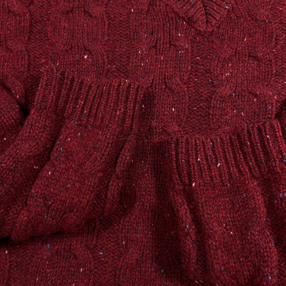 Vintage Gap Sweater Mens XL Red 100% Wool Cable Knit V-Neck Donegal Fleck - Picture 7 of 8